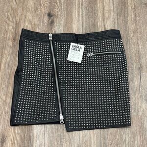 Pam & Gela Black Asymmetrical Mini Skirt